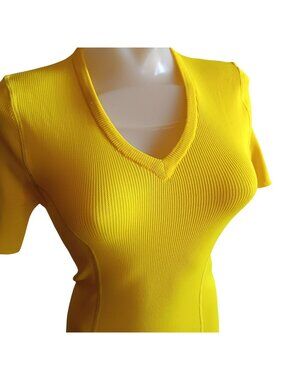 Women's True Vintage T-shirt Small 1970's Disco Ribbed V-Neck Polyester Stretch
